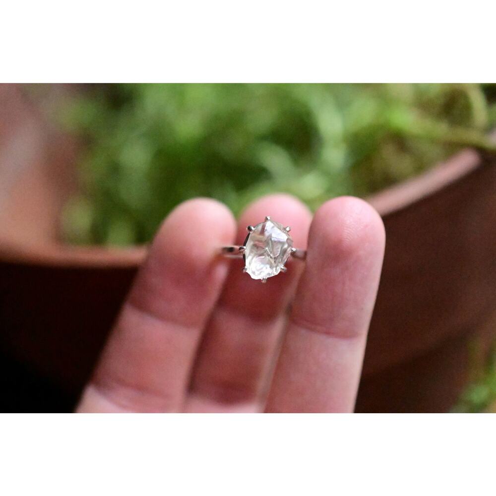 Diamond Engagement Ring Raw Rustic dainty unique alternative simple minimalist